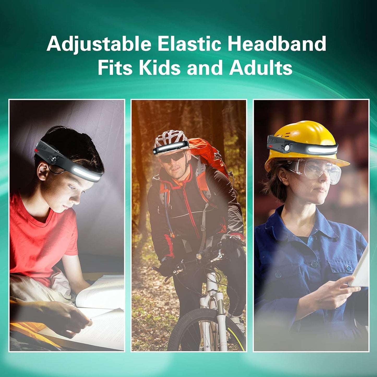 2 Rechargeable Headlamps, Bright LED Headlamp Flashlight, 1000 Lumen 230° Wide Beam&Spot Light, Sensor Mode, 2.4Oz Lightweight Head Lamp with Clips for Hardhat, Camping,Running