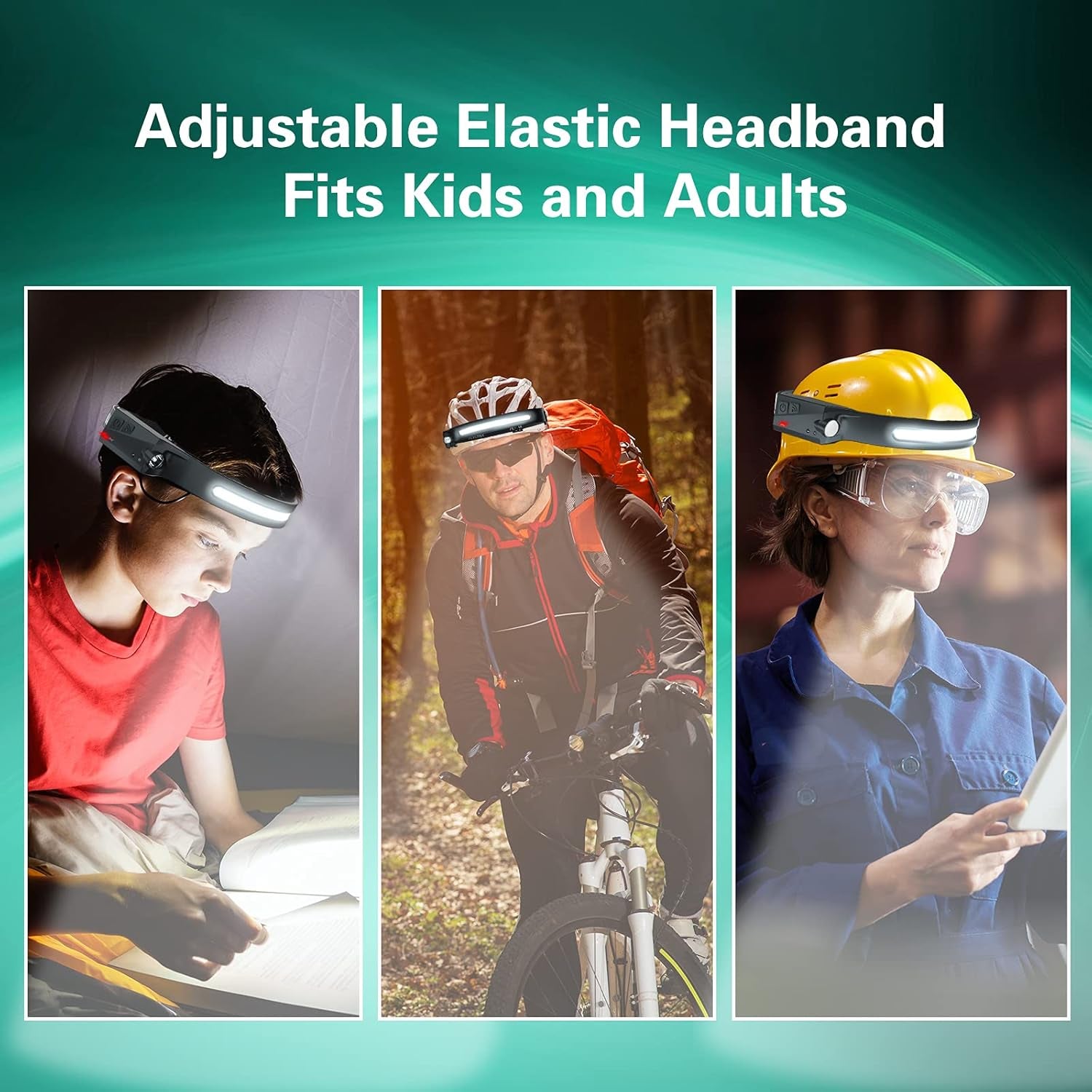 2 Rechargeable Headlamps, Bright LED Headlamp Flashlight, 1000 Lumen 230° Wide Beam&Spot Light, Sensor Mode, 2.4Oz Lightweight Head Lamp with Clips for Hardhat, Camping,Running