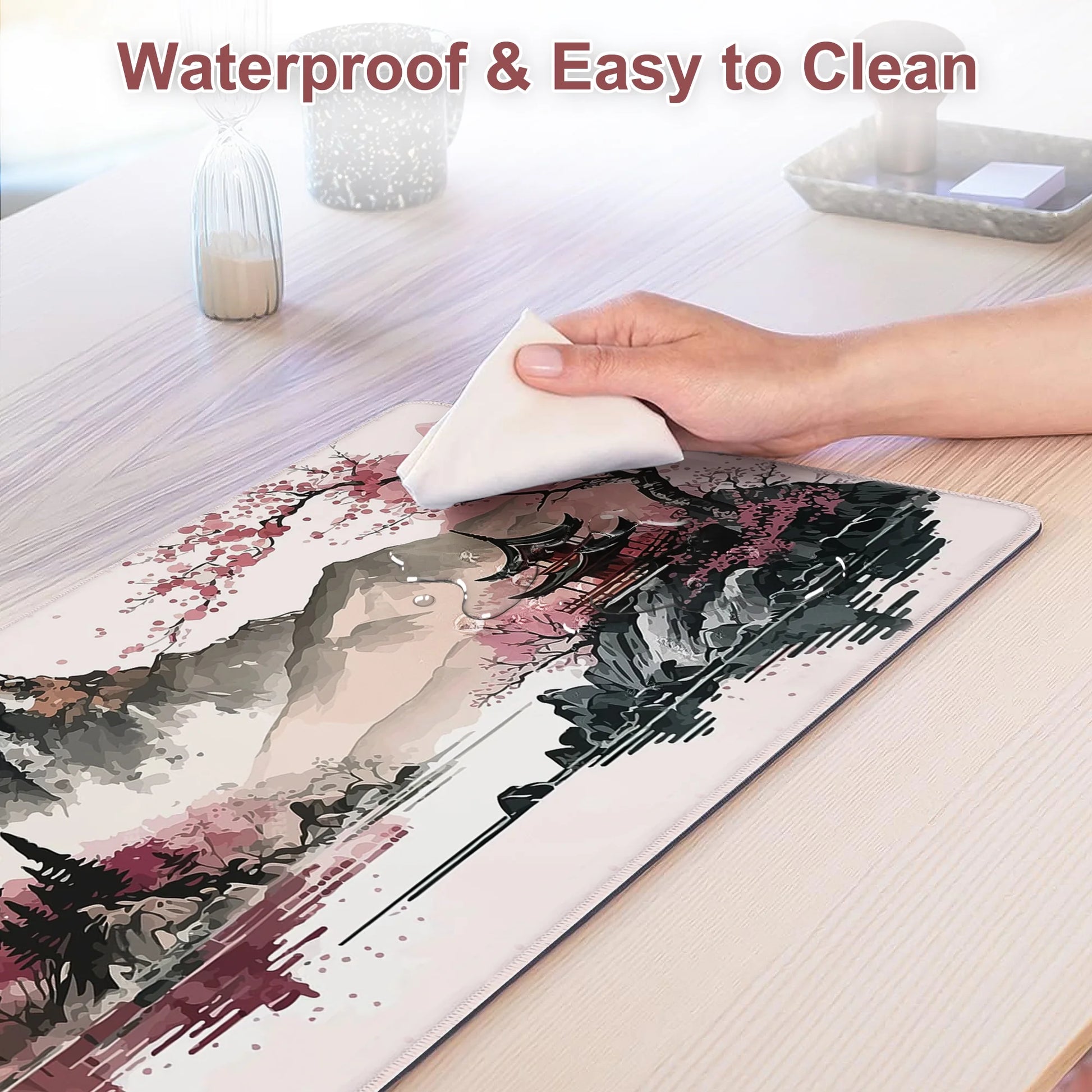 Gaming Mouse Pad,  Large Mousepad Rubber Base Desk Mat with Stitched Edges, 31.5X11.8In