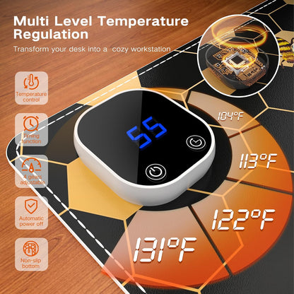 Heated Mouse Pad, XL Big Desk Pad with 4 Heating Levels & 4 Auto Shut-Off Levels for Computer Keyboard, 31.5" X 13" Large Safe Desk Mat Hand Warmer for Home Office Work (Honeycomb)