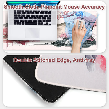 Gaming Mouse Pad,  Large Mousepad Rubber Base Desk Mat with Stitched Edges, 31.5X11.8In