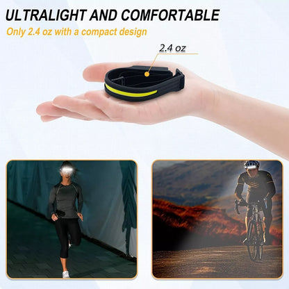 COB LED Headlamp USB Rechargeable Headlight Torch Work Light Bar Head Band Lamp