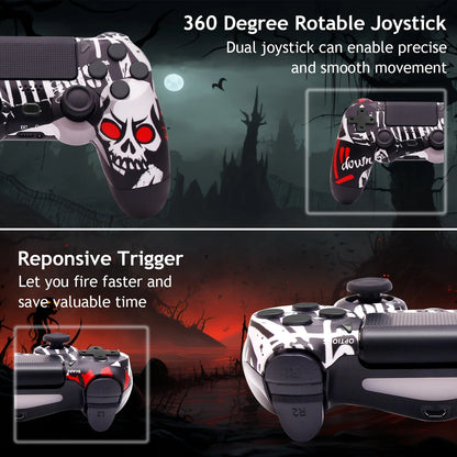 Wireless Controller for P4, Remote Control Compatible with P-4/P-4 Slim/P-4 Pro/Pc （Red Eyes Skull）