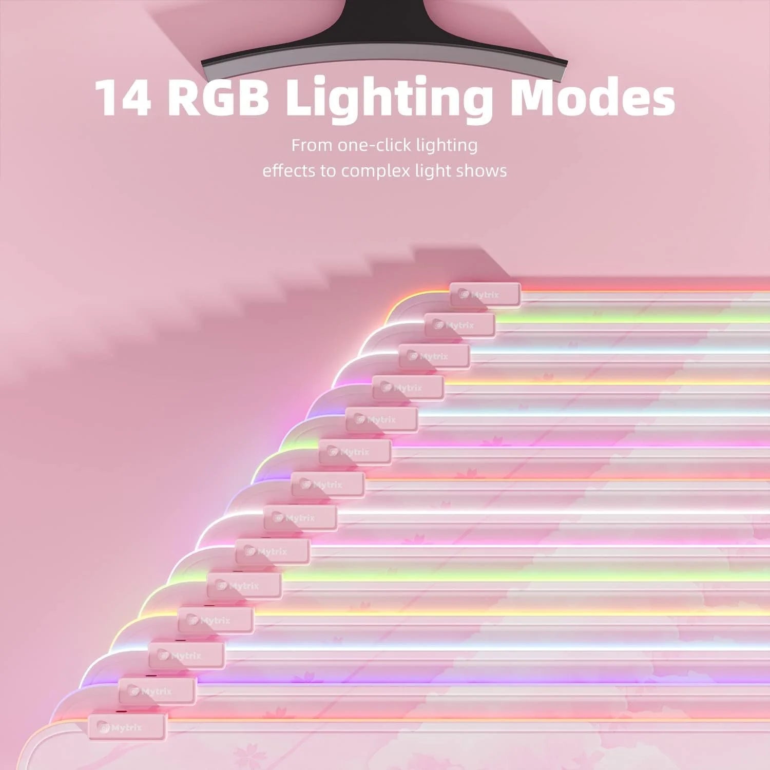 RGB Gaming Mouse Pad Pink(31.5" X 12"), Large Extended LED Light up Desk Pad, XL Computer Keyboard Mouse Mat, Non-Slip Rubber Base Writing Mat