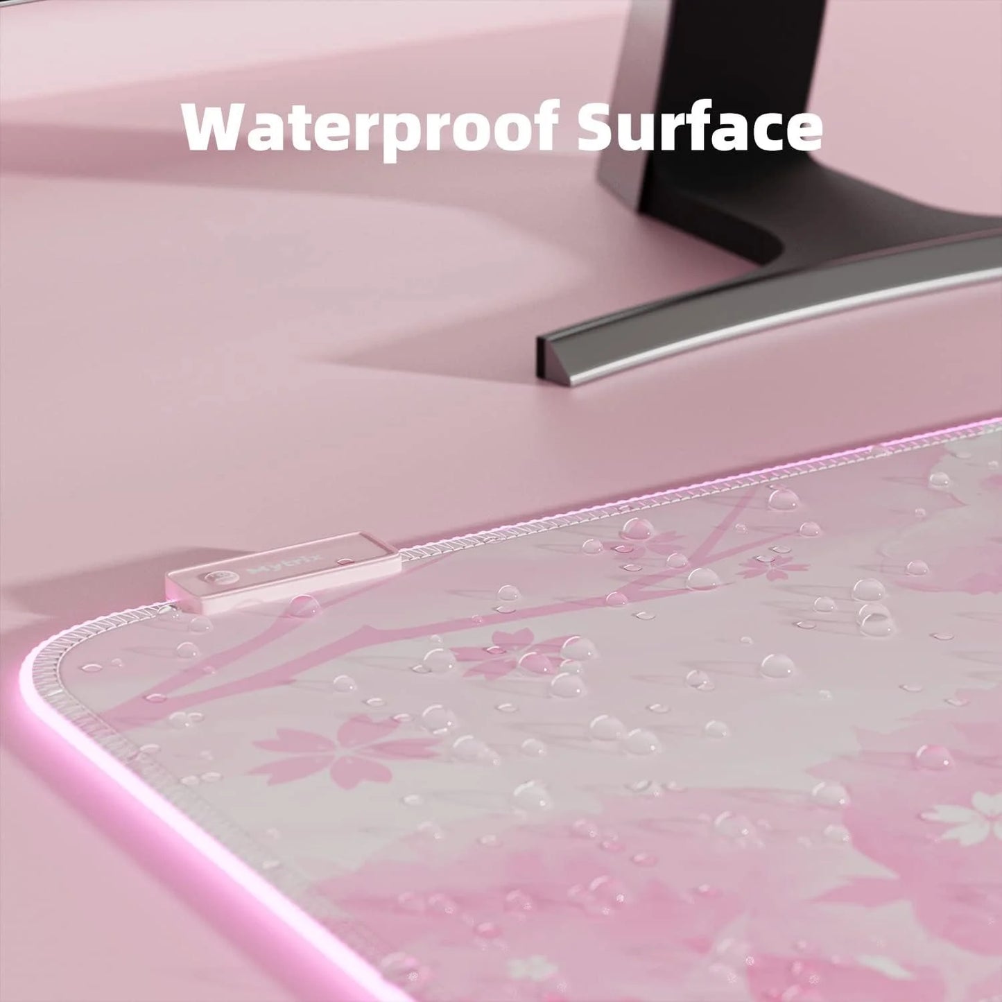 RGB Gaming Mouse Pad Pink(31.5" X 12"), Large Extended LED Light up Desk Pad, XL Computer Keyboard Mouse Mat, Non-Slip Rubber Base Writing Mat