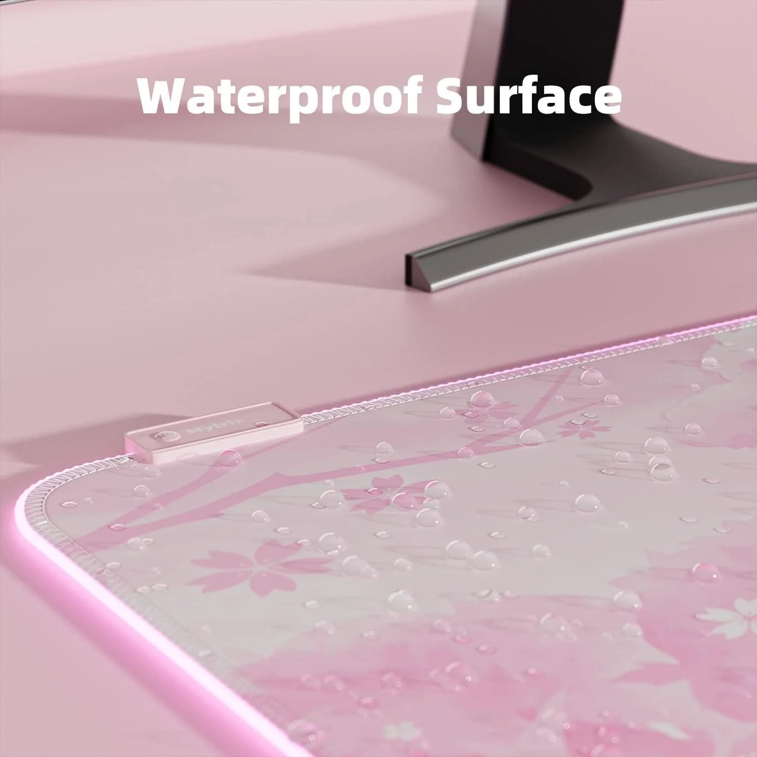 RGB Gaming Mouse Pad Pink(31.5" X 12"), Large Extended LED Light up Desk Pad, XL Computer Keyboard Mouse Mat, Non-Slip Rubber Base Writing Mat